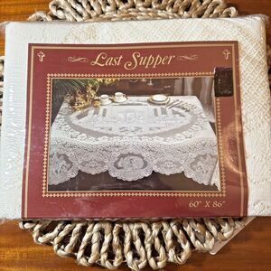 Vintage Ivory Lace "Last Supper" Tablecloth – 60" x 86" New in Package Easter